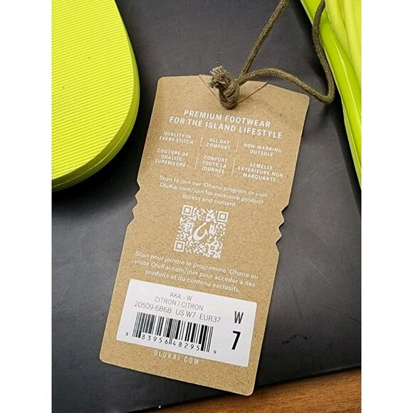 NWT OLUKAI Women's Aka Sandals, Citron, Size 7 Summer Bright Vacation - Picture 6 of 6